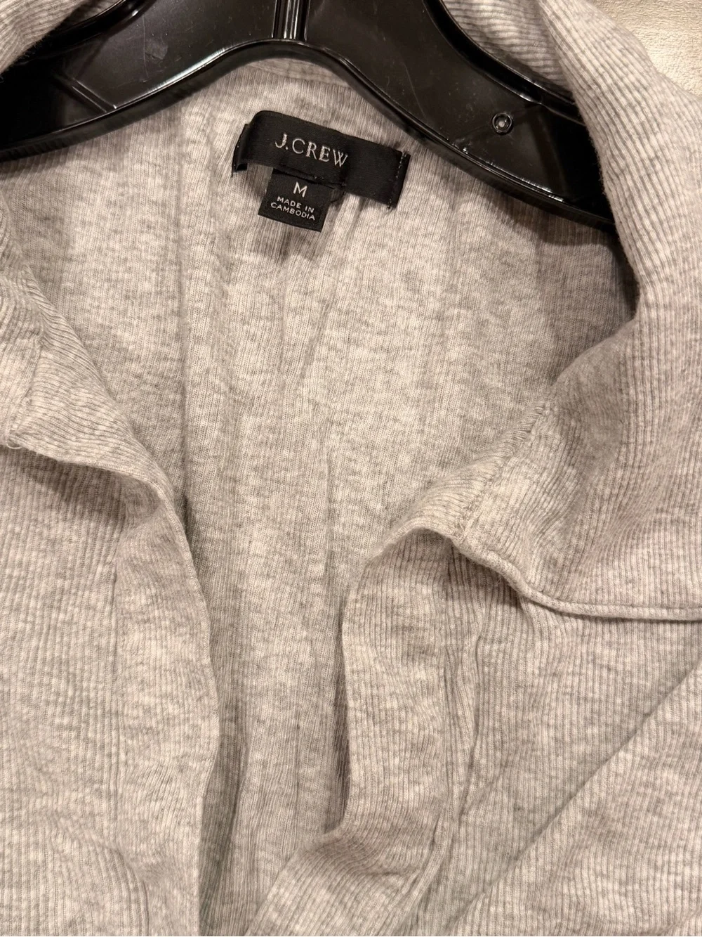 J. Crew Heather Soft Gray Heather Long-Sleeve Ribbed Polo T Shirt #445